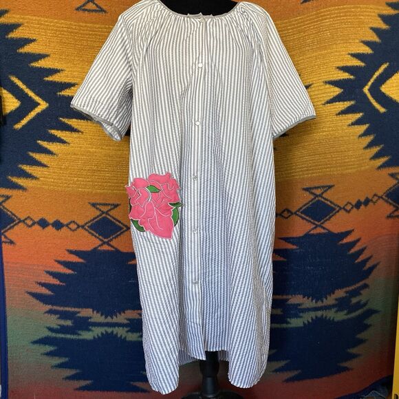 Betsey Johnson Other - Betsey TW By Betsey Johnson Pearl Snap Loungewear Dress. Pocket. Size XL. Boho.